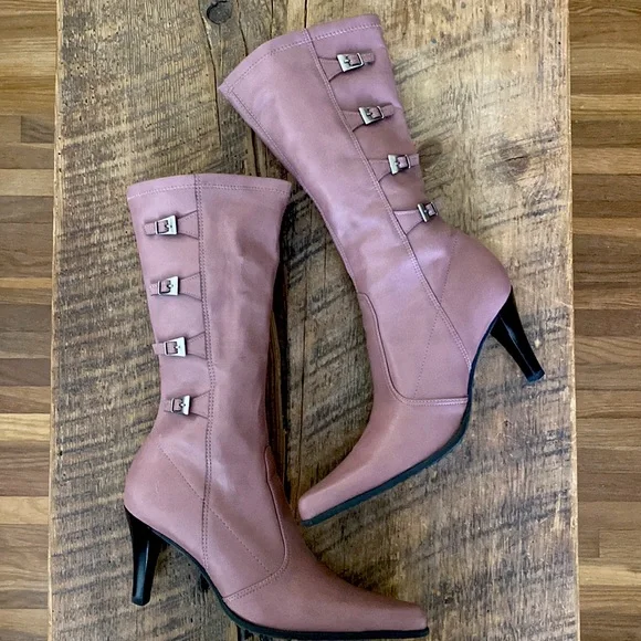 Franco Sarto Rosa Marmo Faux Leather Heeled Boots - Size 7 - Picture 1 of 16